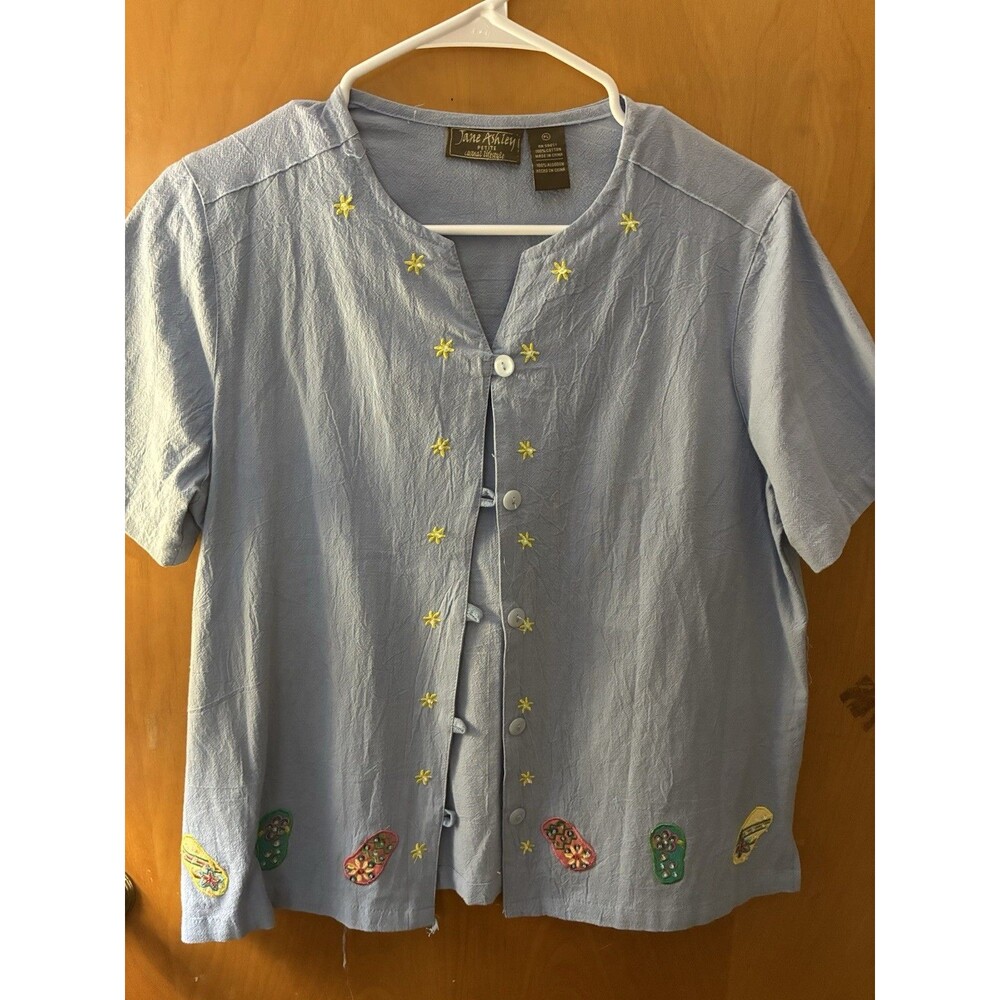 Jane Ashley cotton top unique design size Petite large